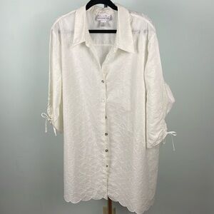 White blouse with eyelet stitching pattern